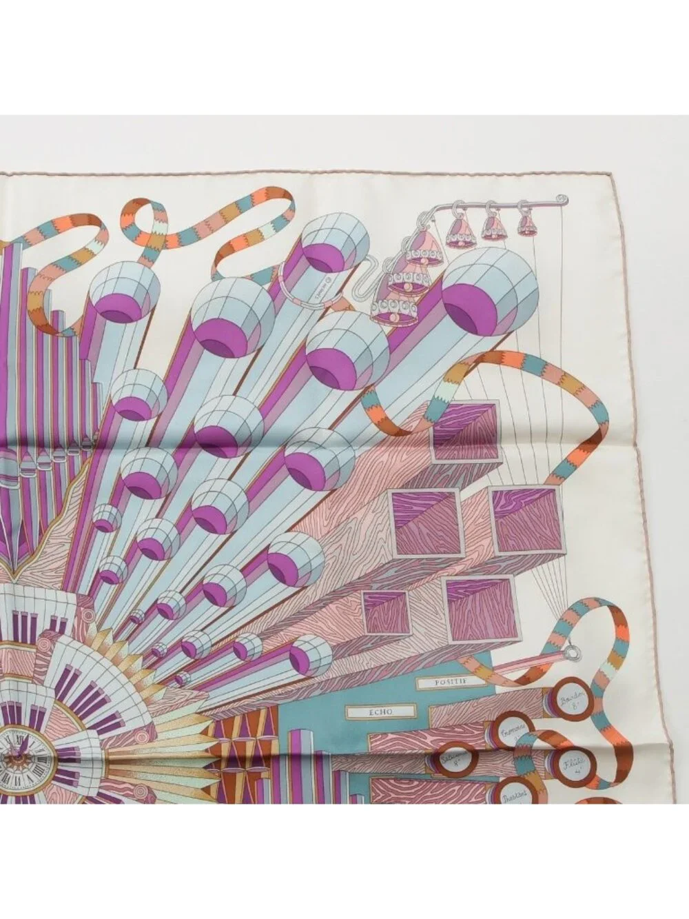 ★SOLD★ Hermes Carre 90 Silk Point D'orgue Fermata Scarf White - Picture 3 of 10